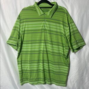 Nike Golf Dri-Fit Green, White & Black Striped Short Sleeve Polo Shirt, Men’s XL